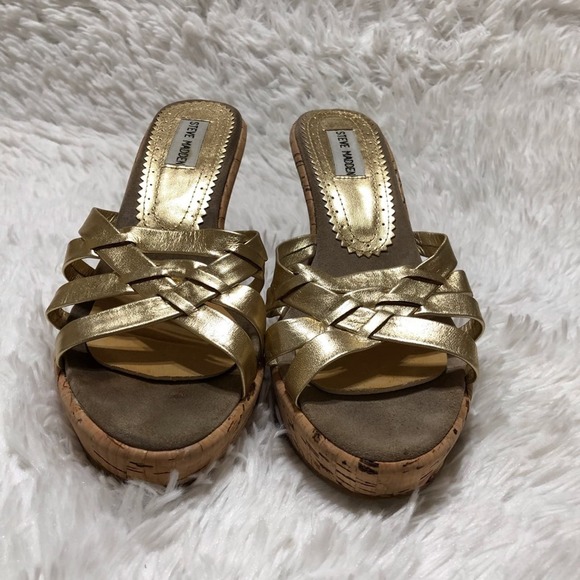 Steve Madden Womens Shoes Gold Wedge Heels 9 - Picture 4 of 6
